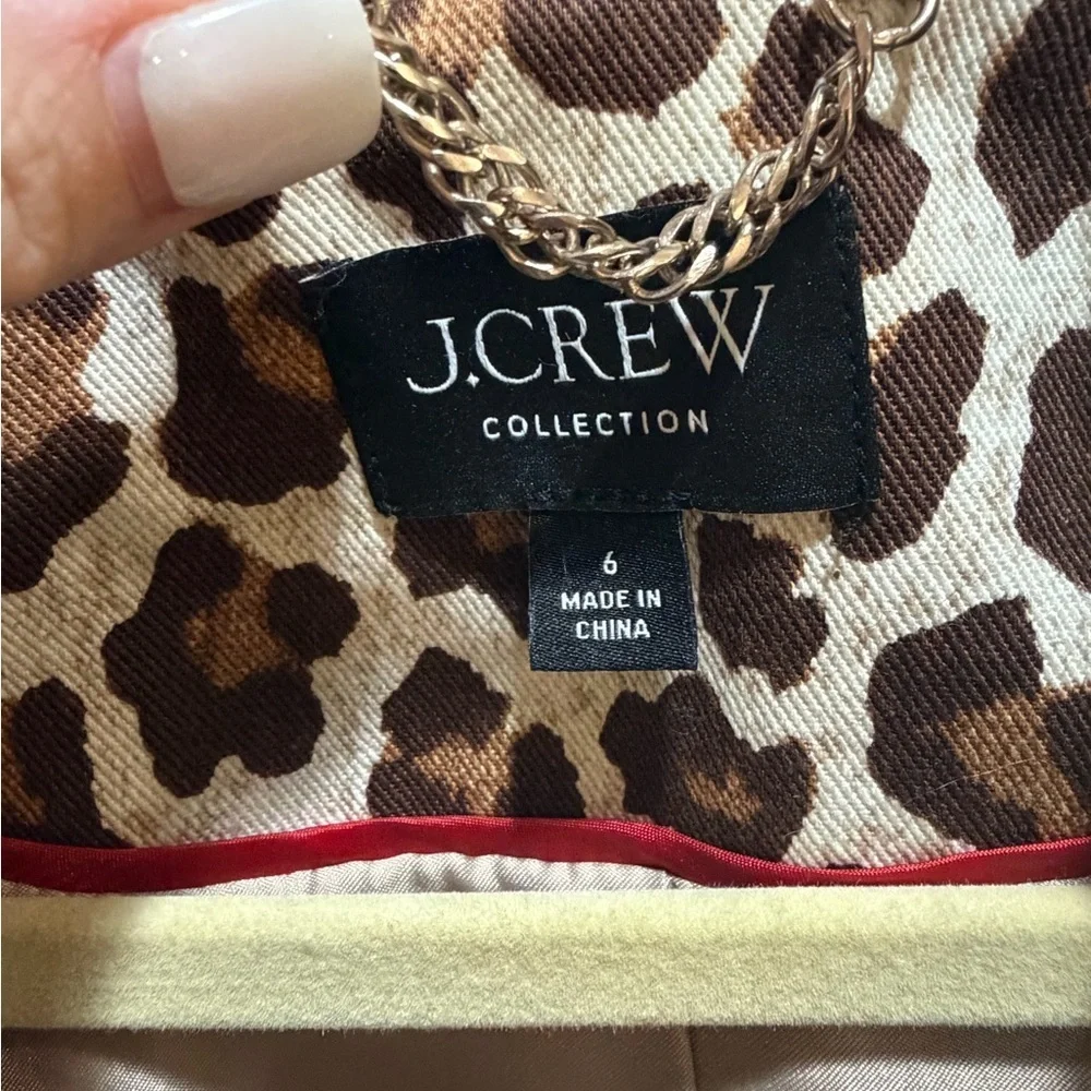 J. Crew Collection 100% Cotton Brown and Cream Animal Print Jacket Cropped 6 - Picture 5 of 8